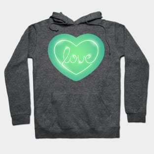 Love Neon Sign Green Hoodie